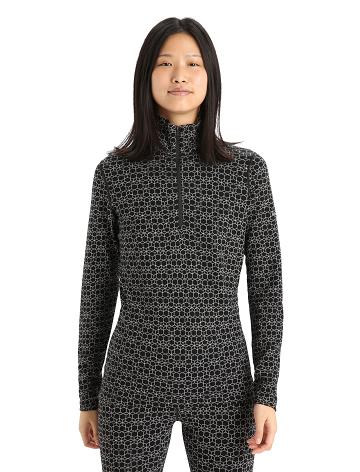 Une pièce Icebreaker Merino 250 Vertex Long Sleeve Half Zip Alpine Geo Femme Noir Blanche | FR 1794VRWD